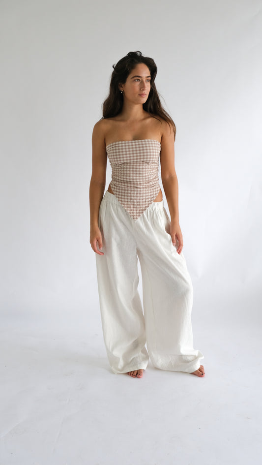 Rosie top (latte gingham)