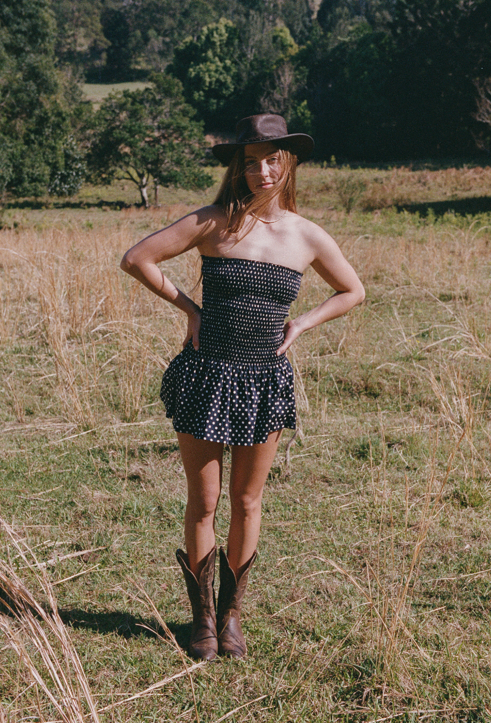 Stevie dress (Navy Polka)