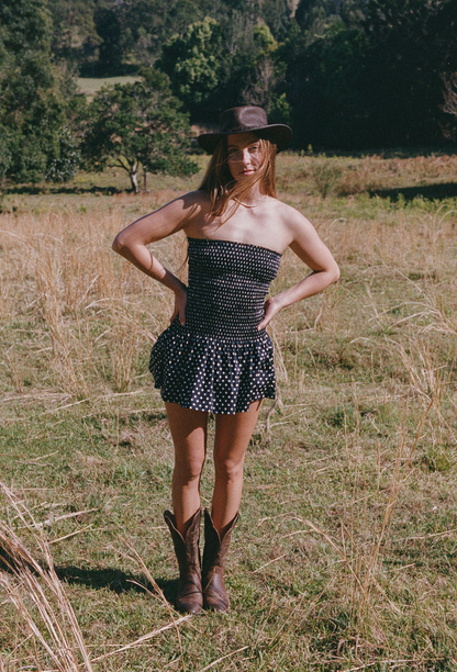 Stevie dress (Navy Polka)